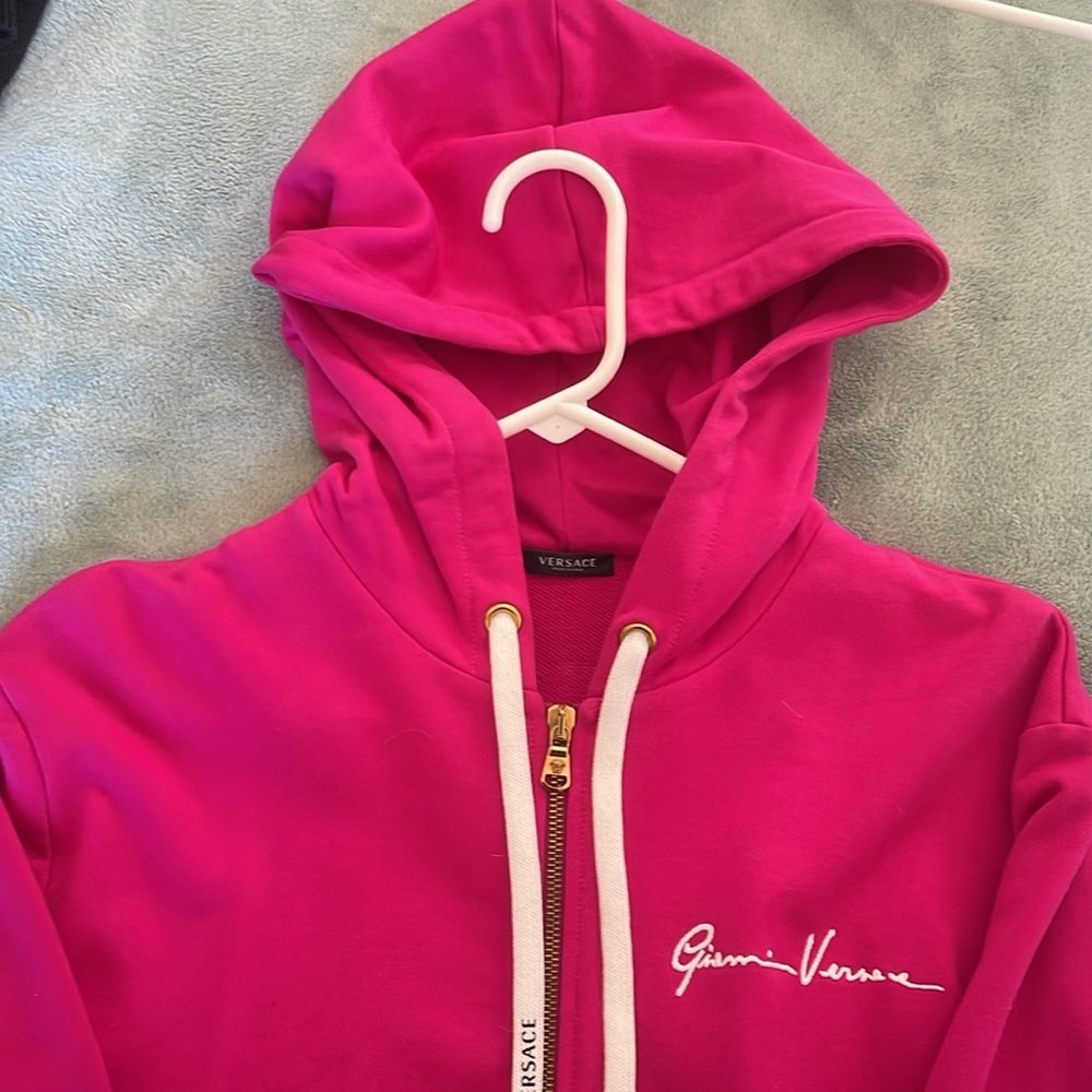 Versace Fuchsia Hoodie with Signature Logo